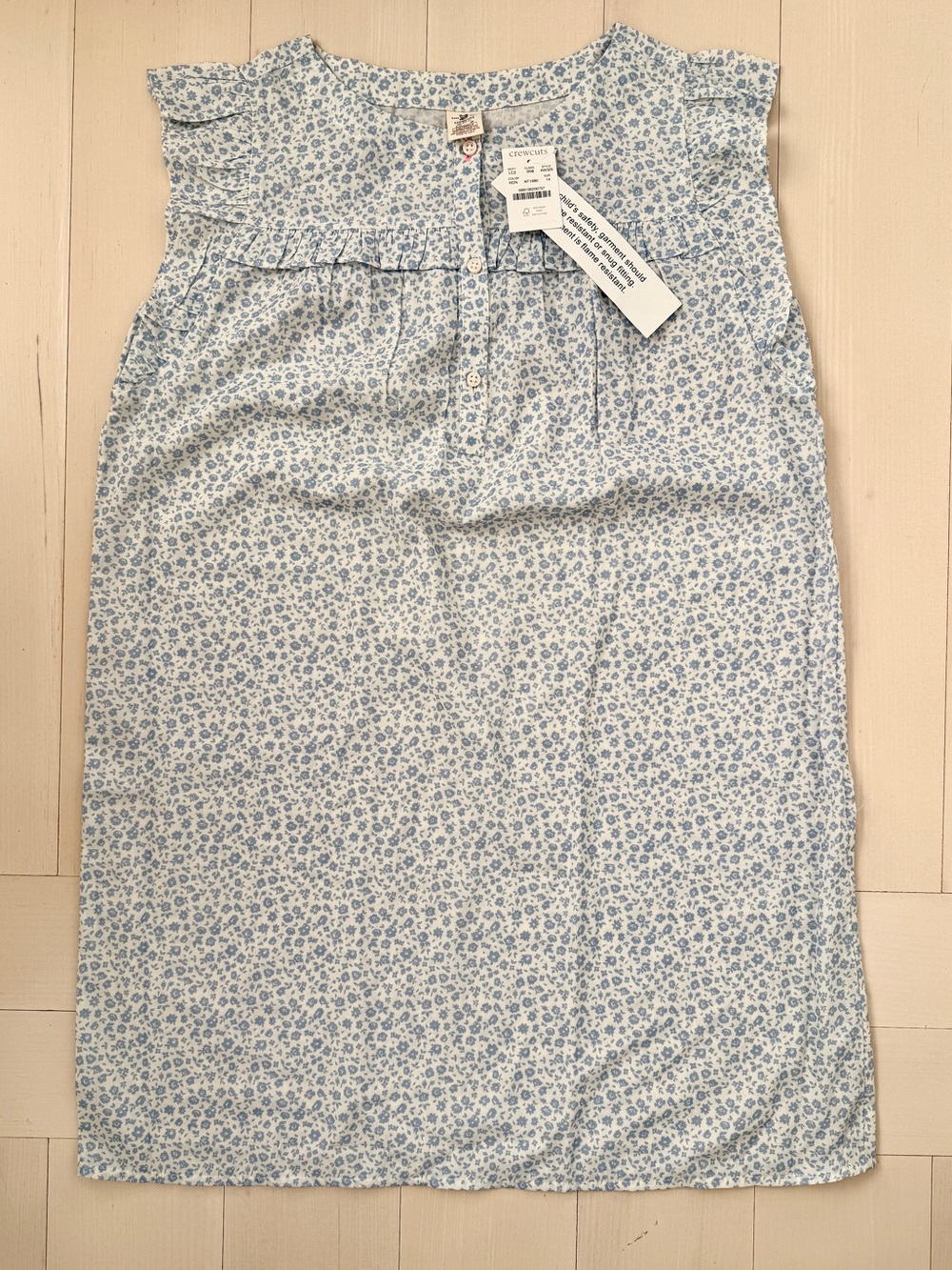 NEW WITH TAGS J CREW CREWCUTS Blue Floral Girl’s Nighgown, Sz 14